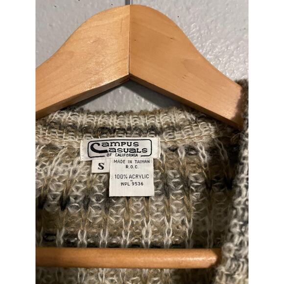 Vintage Campus Casuals Sweater Vest Womens Small Brown Tan Striped Knit 70s - Picture 2 of 6